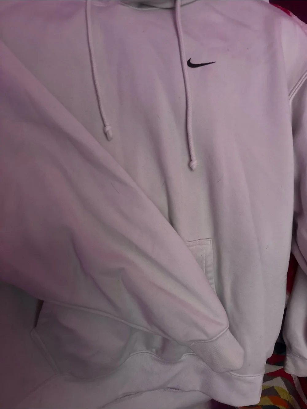 Nike White Crewneck Hoodie with Black Swoosh